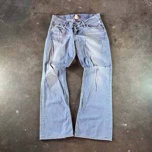 vintage 90s lucky brand flared/wideleg low rise women light blue wash jeans 8/29